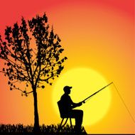 Vector silhouette of a man who fishes N11