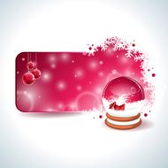 Christmas design with magic snow globe and red glass ball