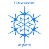 Snowflake hand drawn with oil pastels N9
