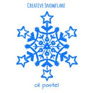 Snowflake hand drawn with oil pastels N10