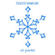 Snowflake hand drawn with oil pastels N11