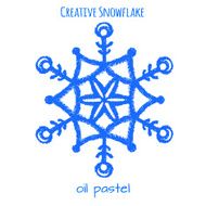 Snowflake hand drawn with oil pastels N12