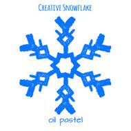 Snowflake hand drawn with oil pastels N13