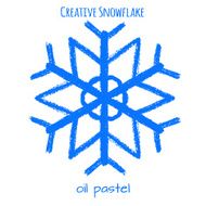 Snowflake hand drawn with oil pastels N14