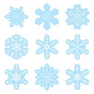 set - blue and white snowflakes vector