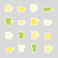 mugs and cups color simple stickers set eps10 N2
