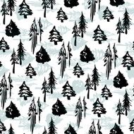 Seamless winter trees pattern