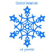 Snowflake hand drawn with oil pastels N15
