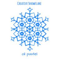 Snowflake hand drawn with oil pastels N16