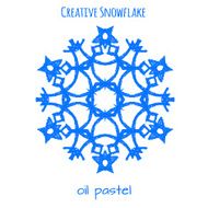 Snowflake hand drawn with oil pastels N17