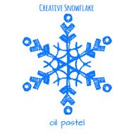 Snowflake hand drawn with oil pastels N18