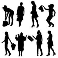 Vector silhouette of women N136