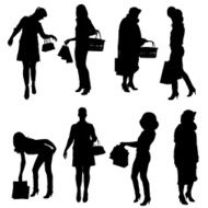 Vector silhouette of women N137