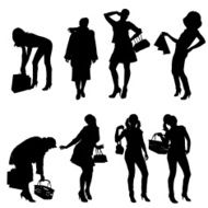 Vector silhouette of women N138