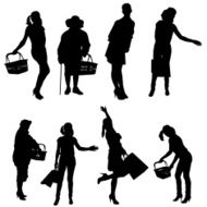 Vector silhouette of women N139