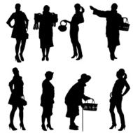 Vector silhouette of women N140