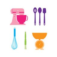 Colourful vector kitchen baking utensils