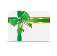 greeting-card with a green bow and mestome for text