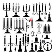 vector silhouettes of candlesticks and candles