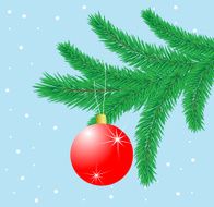 toy a ball hangs on branch fir-tree N4