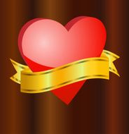 bright red heart with a ribbon for text