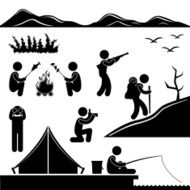 Jungle Trekking Hiking Camping Pictogram