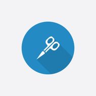 scissors Flat Blue Simple Icon with long shadow