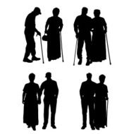 Vector silhouette of old people N66