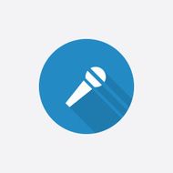 microphone Flat Blue Simple Icon with long shadow
