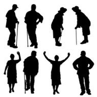 Vector silhouette of old people N67