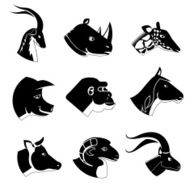 Animal heads silhouette icons