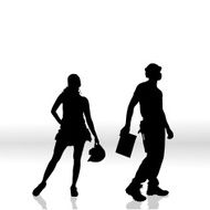 Vector silhouettes of people N142