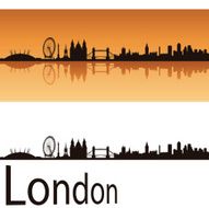 London skyline in orange background
