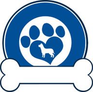Blue Circle Label With Love Paw Dog And Bone