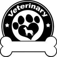 Black Circle With Love Paw Dog And Bone Under Text