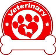 Red Circle With Love Paw Dog And Bone Under Text