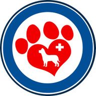 Veterinary Love Paw Print Blue Circle With Dog And Cross