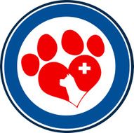 Veterinary Love Paw Blue Circle With Dog Head And Cross
