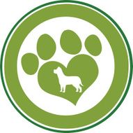 Love Paw Print Green Circle Banner Design With Dog Silhouette