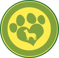 Love Paw Green Circle Banner Design With Dog Silhouette