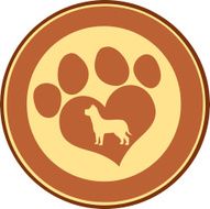 Love Paw Brown Circle Banner Design With Dog Silhouette