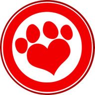 Love Paw Print Red Circle Banner Design