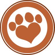 Love Paw Print Brown Circle Banner Design