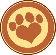 Love Paw Print Brown Circle Banner