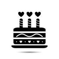 Valentine cake with candles icon