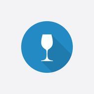 wineglass Flat Blue Simple Icon with long shadow
