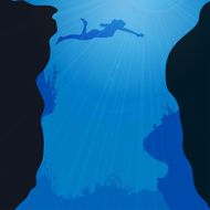 Vector silhouette of divers N2