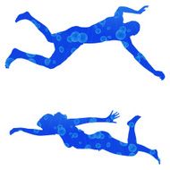 Vector silhouette of people who swim