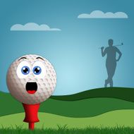 Funny golf ball with golfist