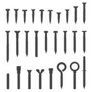 various screws silhouettes set
